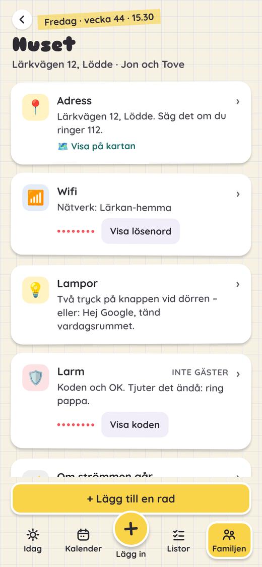 Huset i Yelte: adress, wifi, lampor och larm – lösenord visas på begäran